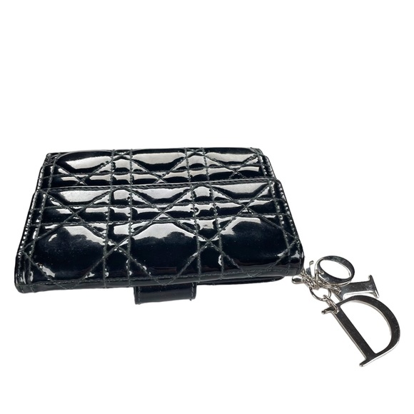 Dior Bags Dior Black Cannage Patent Leather French Compact Leather